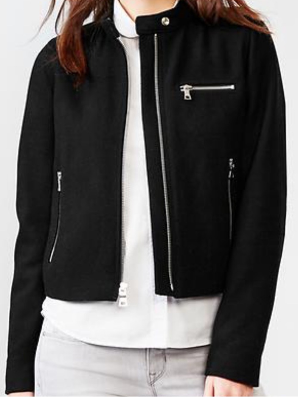 GAP Wool blend Moto Jacket Silver Zippers
